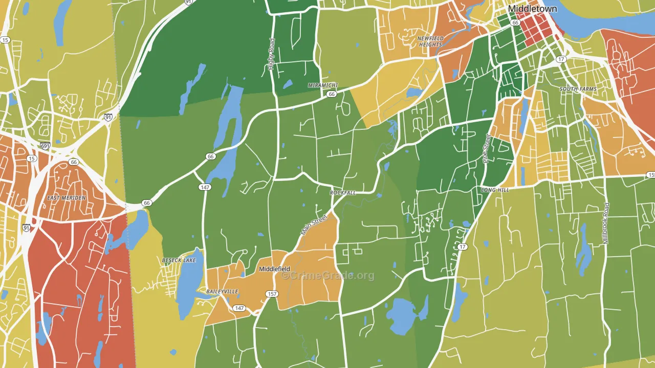 Rockfall, CT Map of Burglary Rates