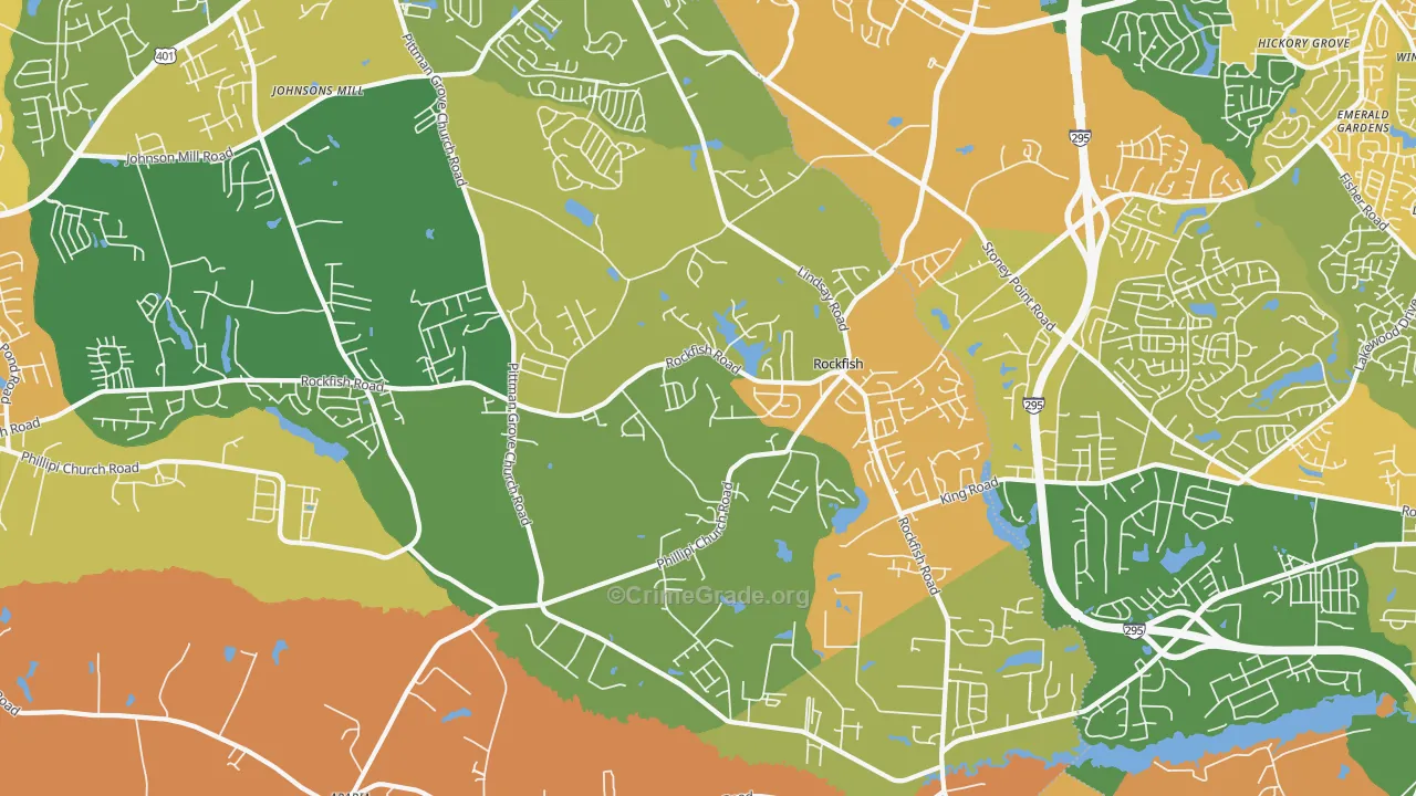 Rockfish, Raeford, NC Map of Burglary Rates