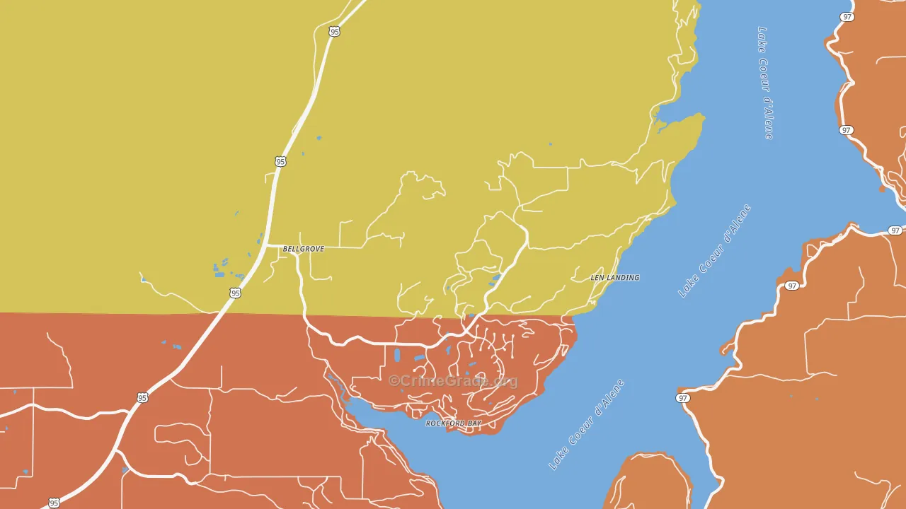 Rockford Bay, ID Map of Burglary Rates