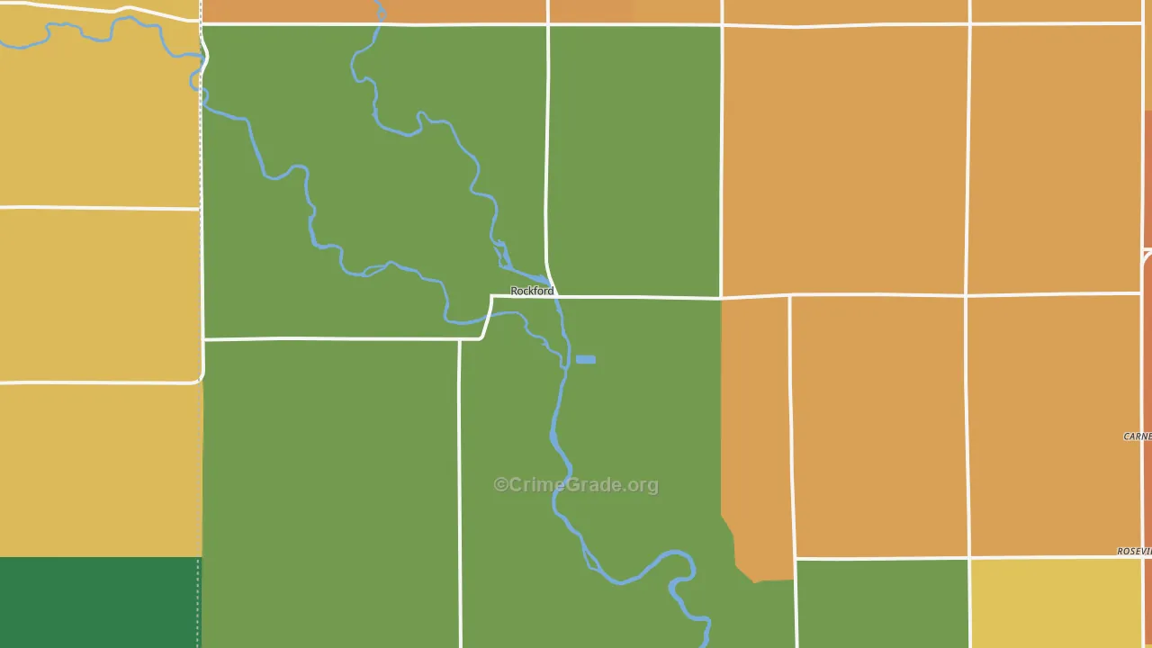 Rockford, IA Map of Burglary Rates