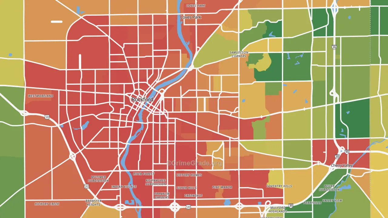 Rockford, IL Map of Burglary Rates
