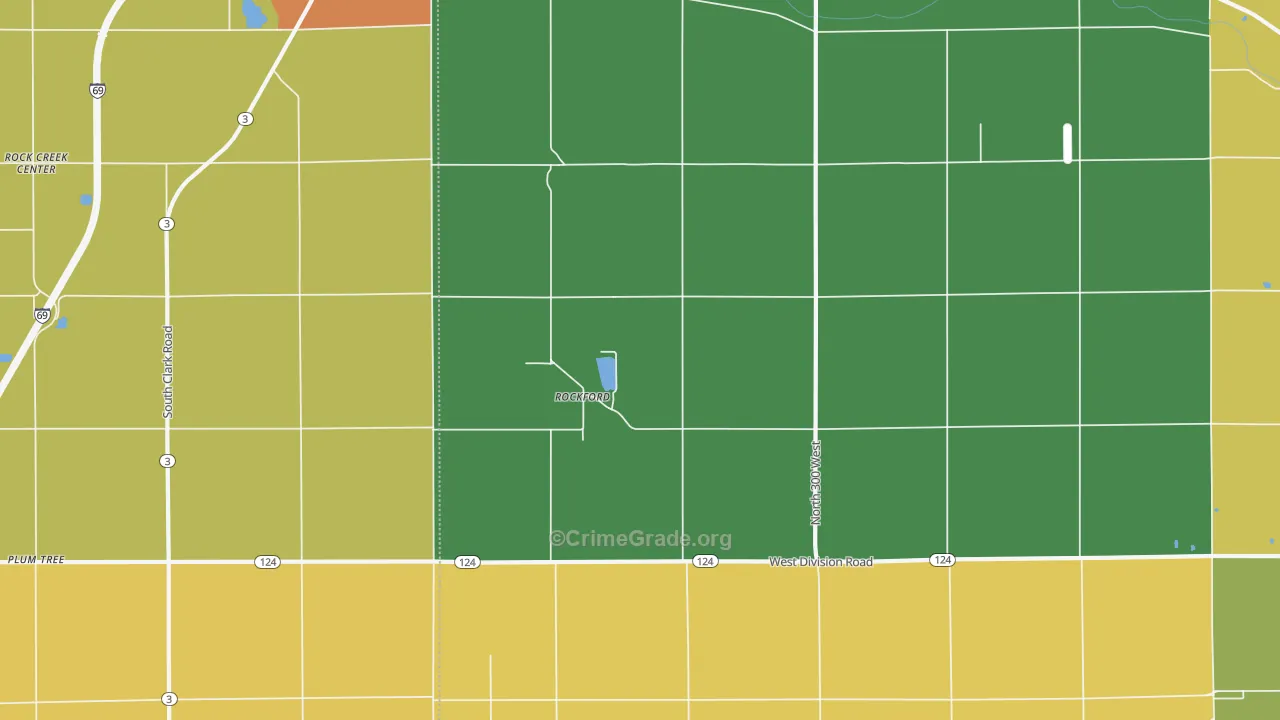 Rockford, IN Map of Burglary Rates