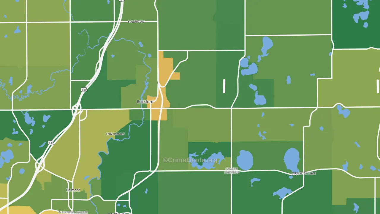 Rockford, MI Map of Burglary Rates