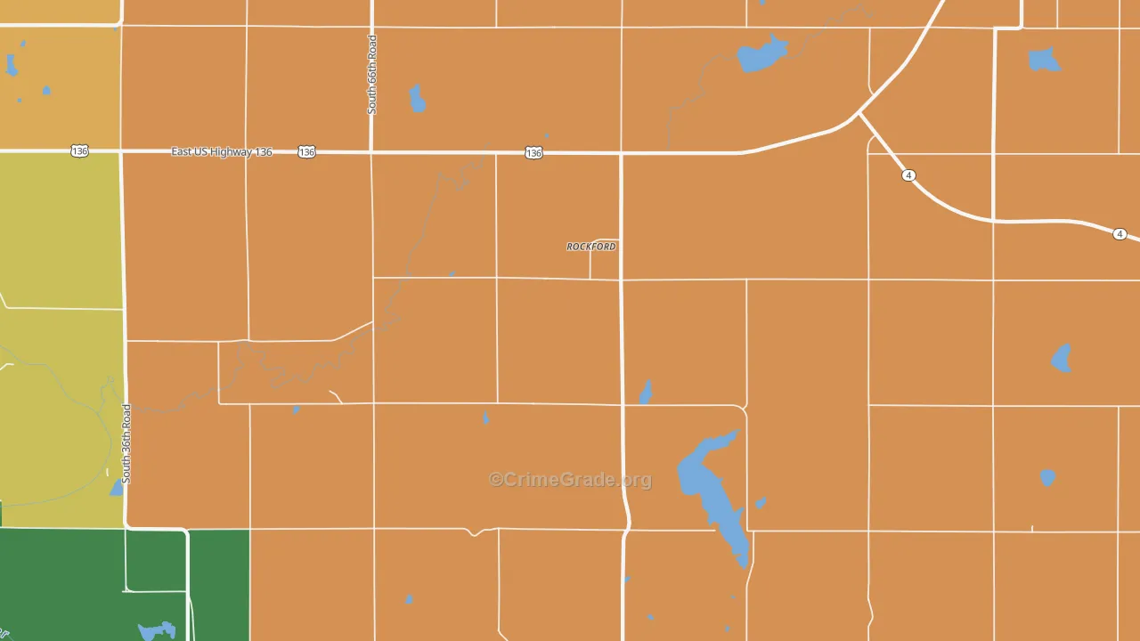 Rockford, NE Map of Burglary Rates