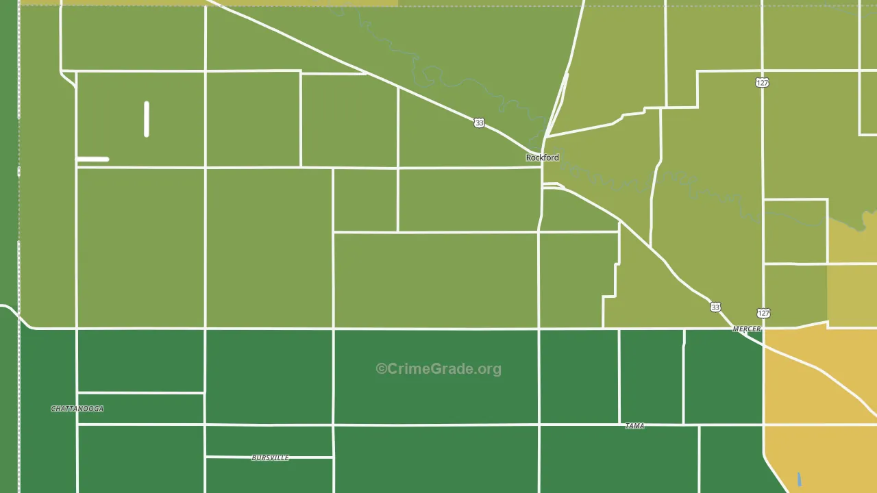 Rockford, OH Map of Burglary Rates