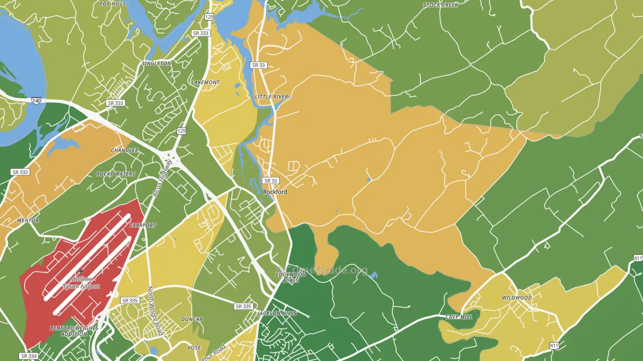 Rockford, TN Map of Burglary Rates