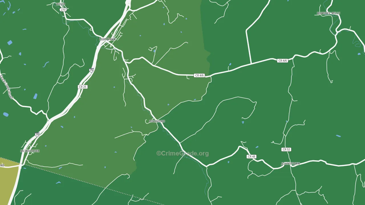 Rockford, WV Map of Burglary Rates