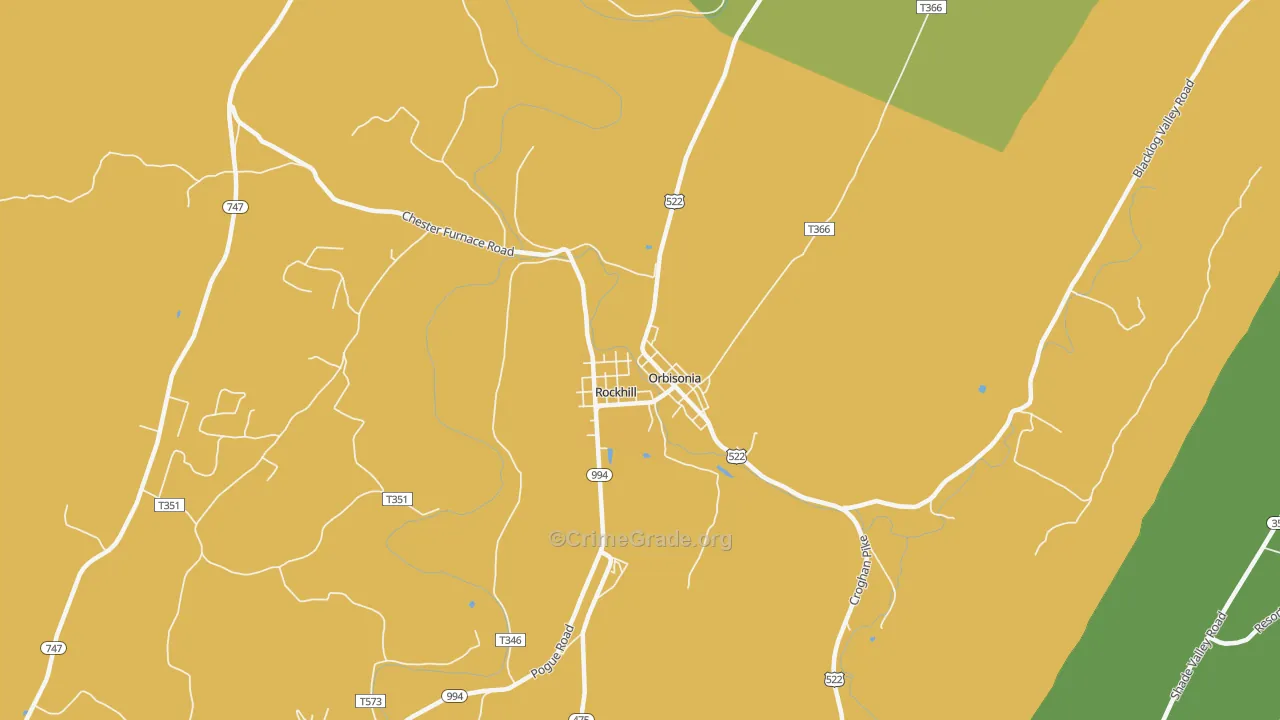 Rockhill Furnace, PA Map of Burglary Rates