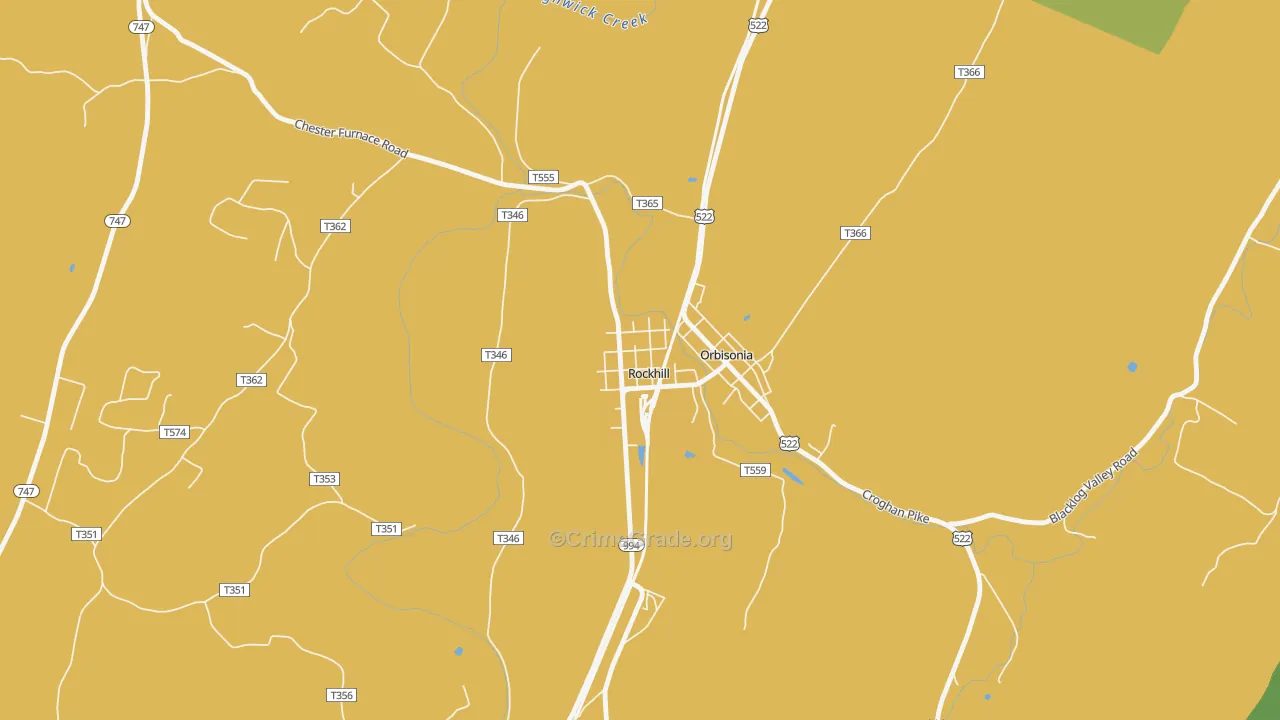 Rockhill, PA Map of Burglary Rates