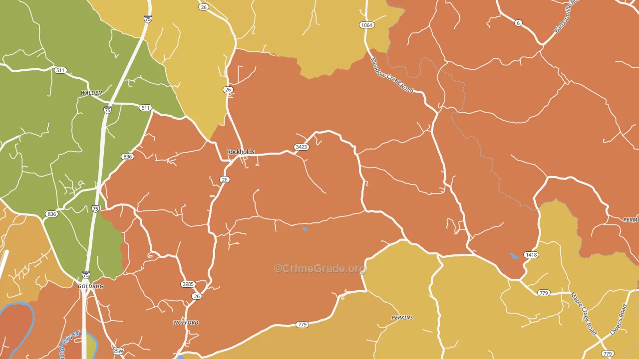 Rockholds, KY Map of Burglary Rates