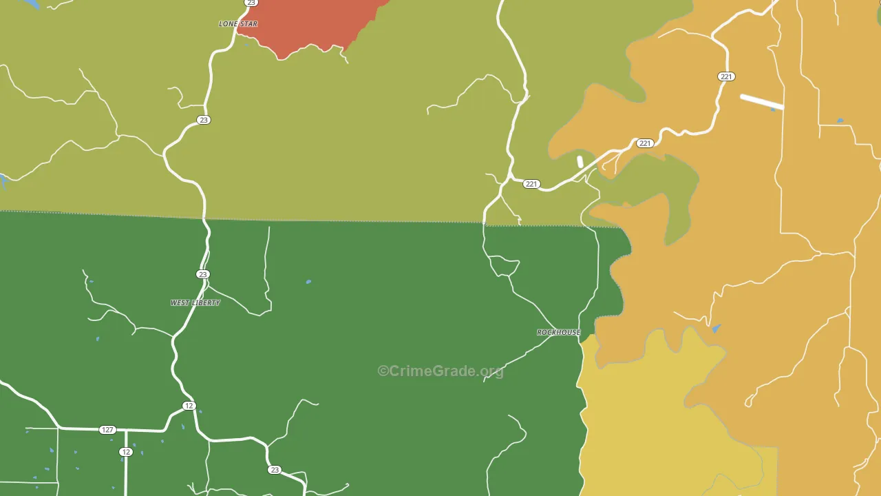 Rockhouse, AR Map of Burglary Rates