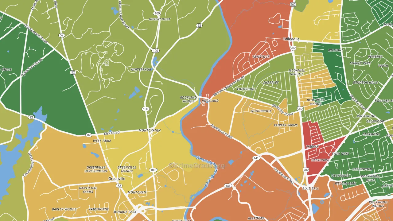Rockland, DE Map of Burglary Rates