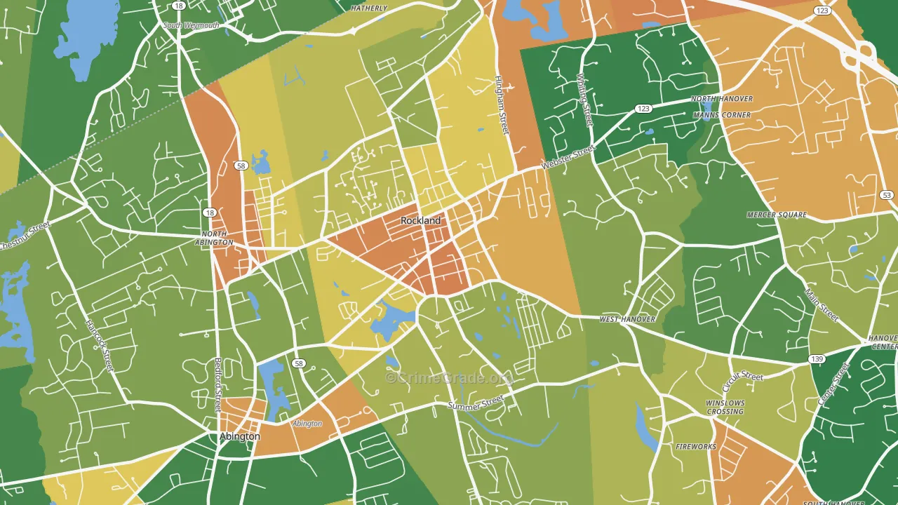 Rockland, MA Map of Burglary Rates