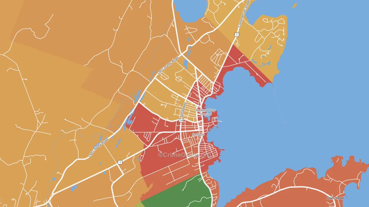 Rockland, ME Map of Burglary Rates