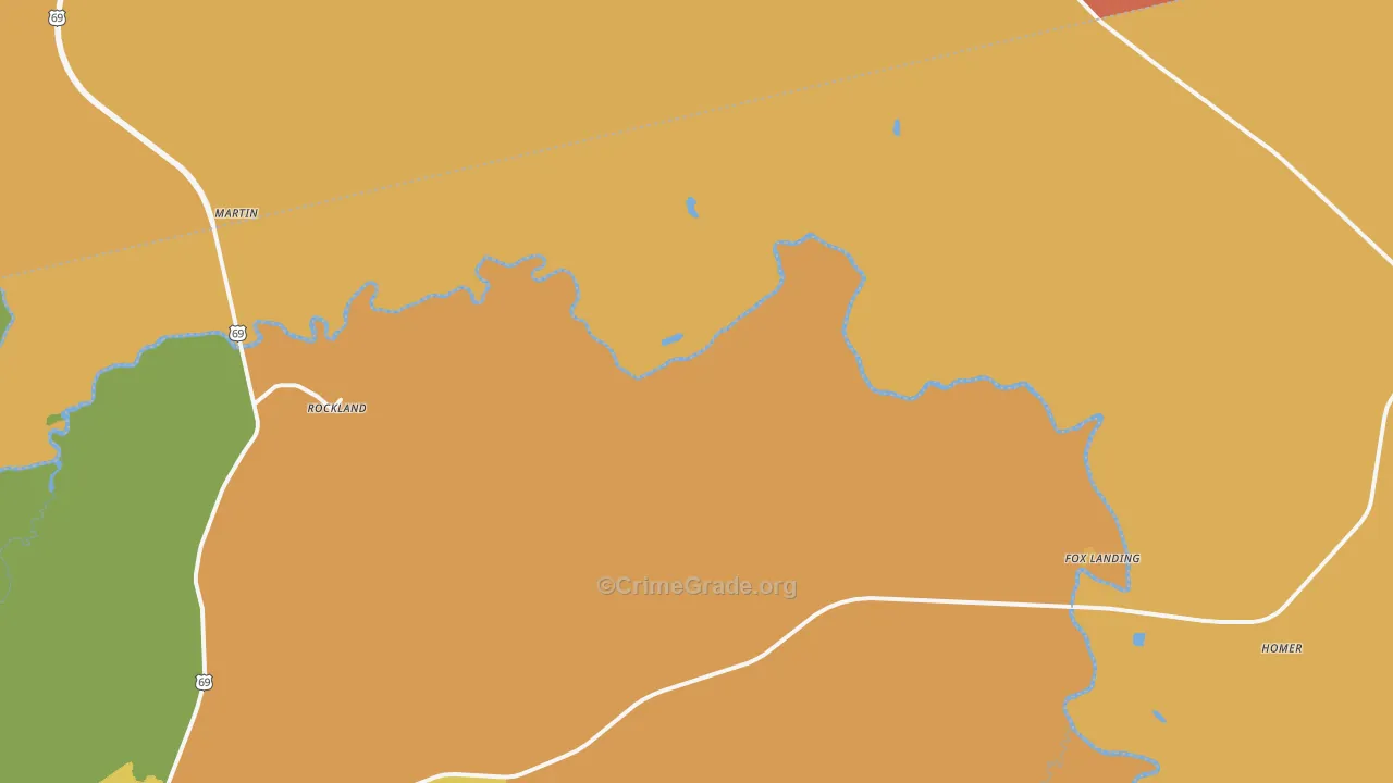 Rockland, TX Map of Burglary Rates
