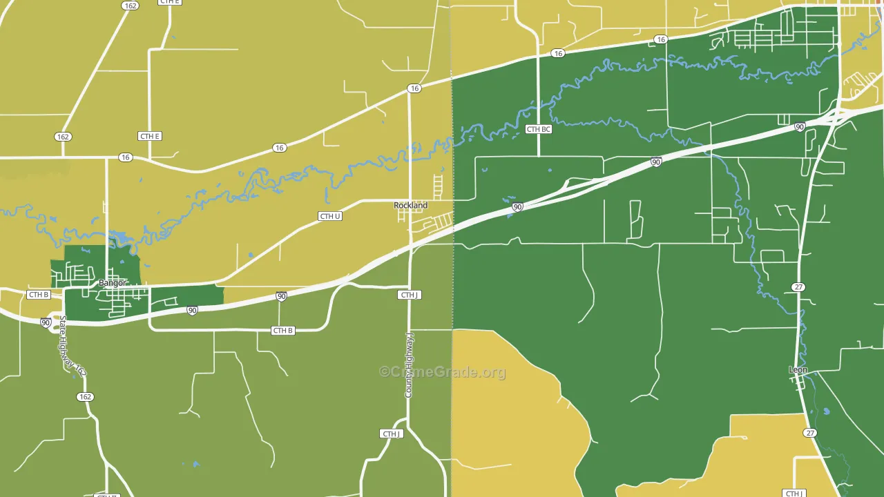 Rockland, WI Map of Burglary Rates