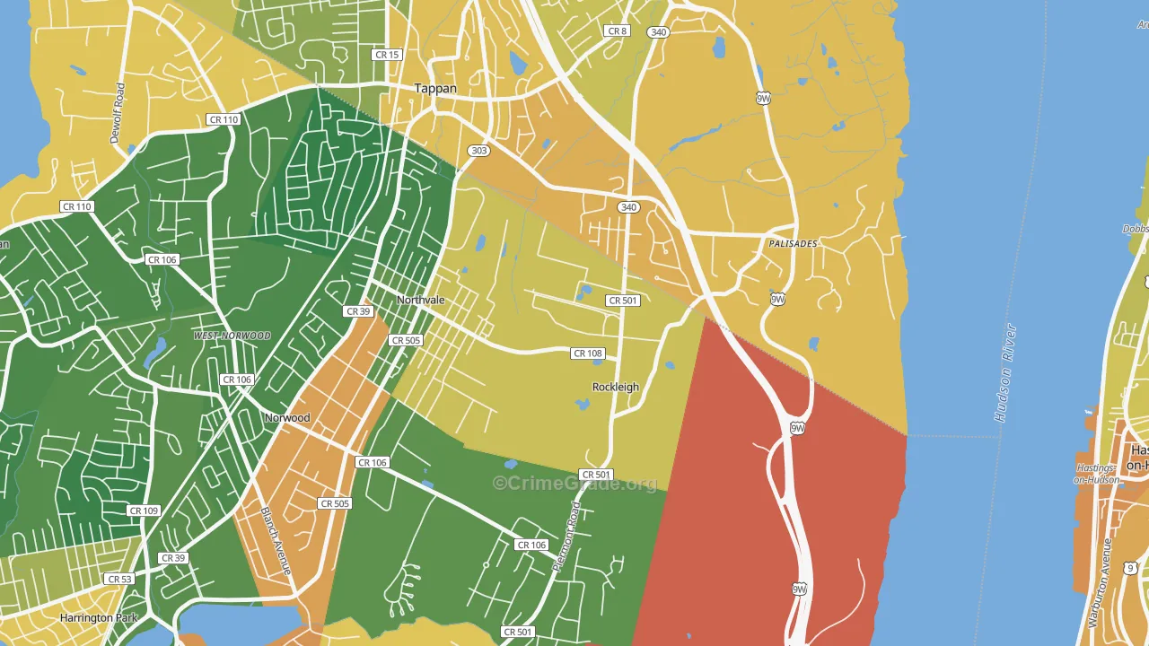 Rockleigh, NJ Map of Burglary Rates