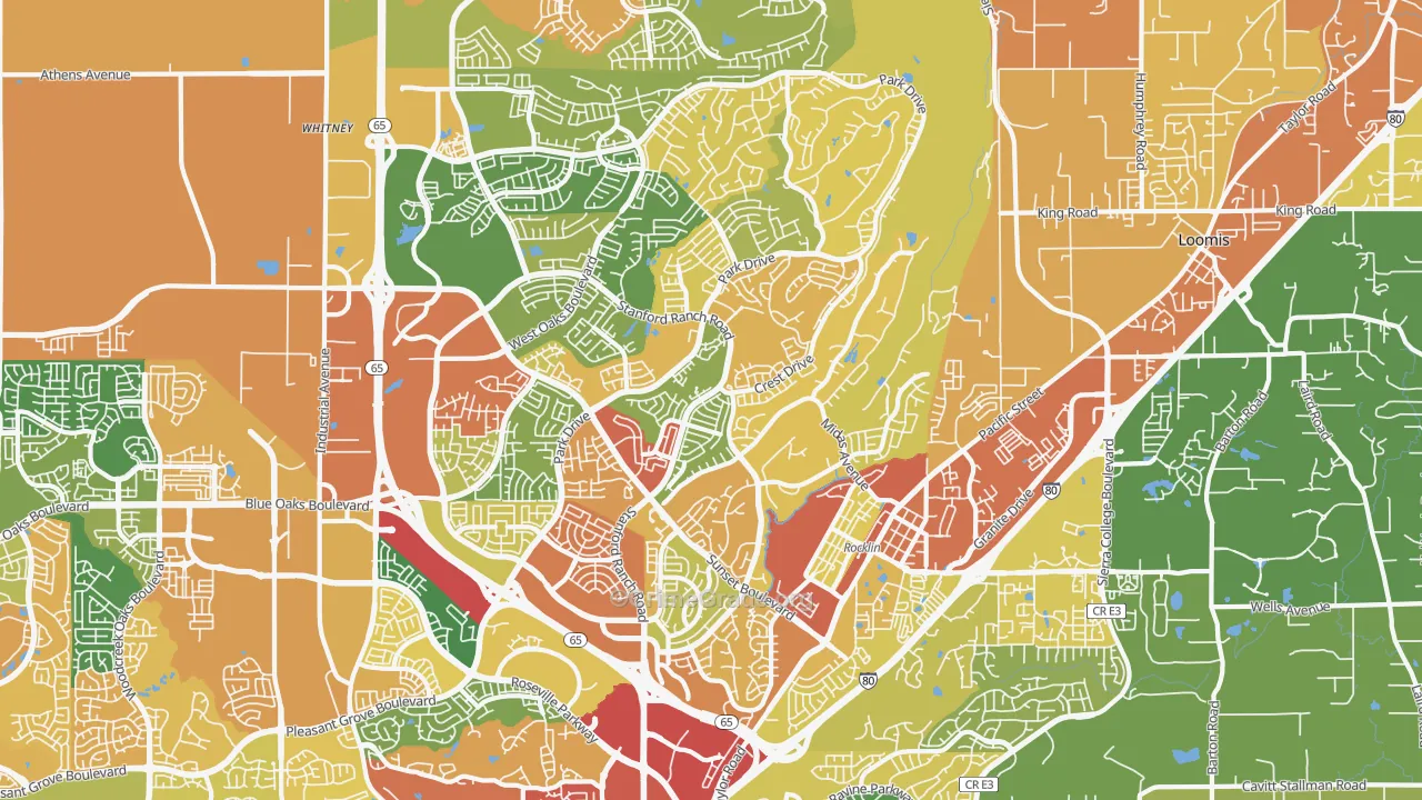 Rocklin, CA Map of Burglary Rates