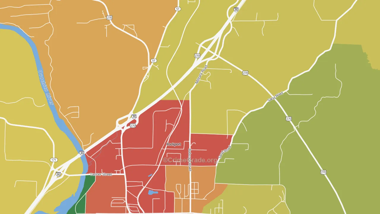 Rockport, AR Map of Burglary Rates