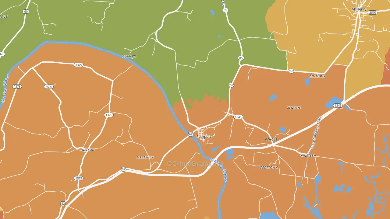 Rockport, KY Map of Burglary Rates