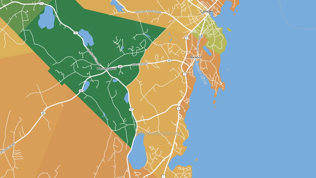 Rockport, ME Map of Burglary Rates