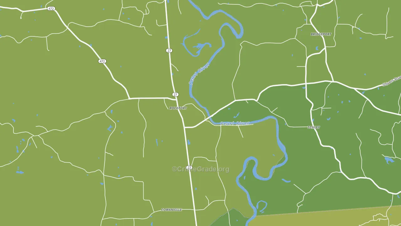 Rockport, MS Map of Burglary Rates