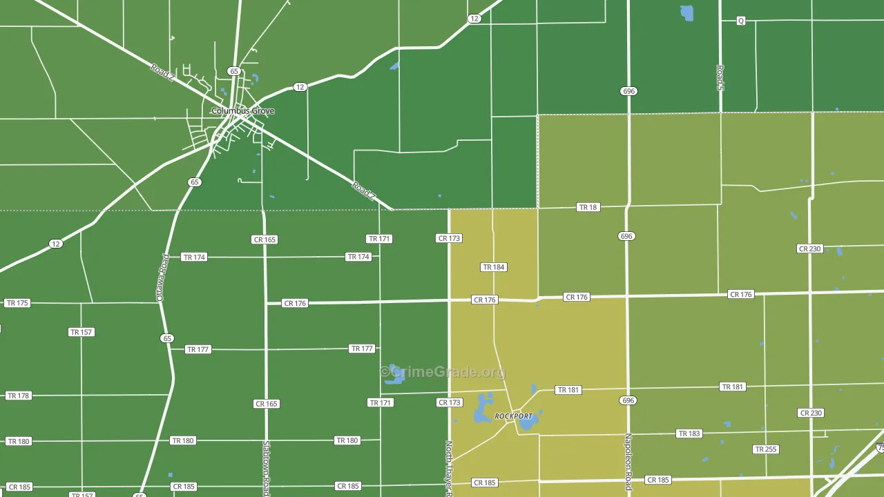 Rockport, OH Map of Burglary Rates