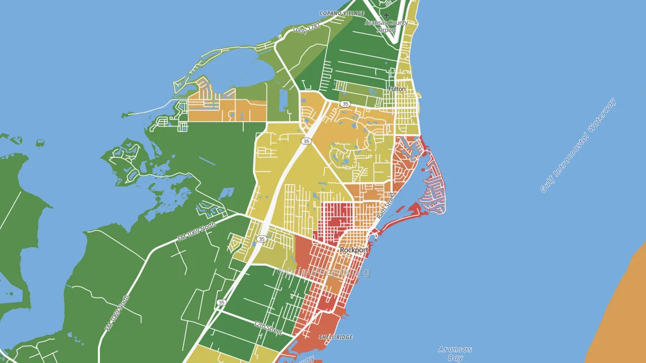 Rockport, TX Map of Burglary Rates