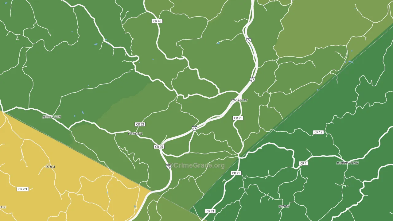 Rockport, WV Map of Burglary Rates