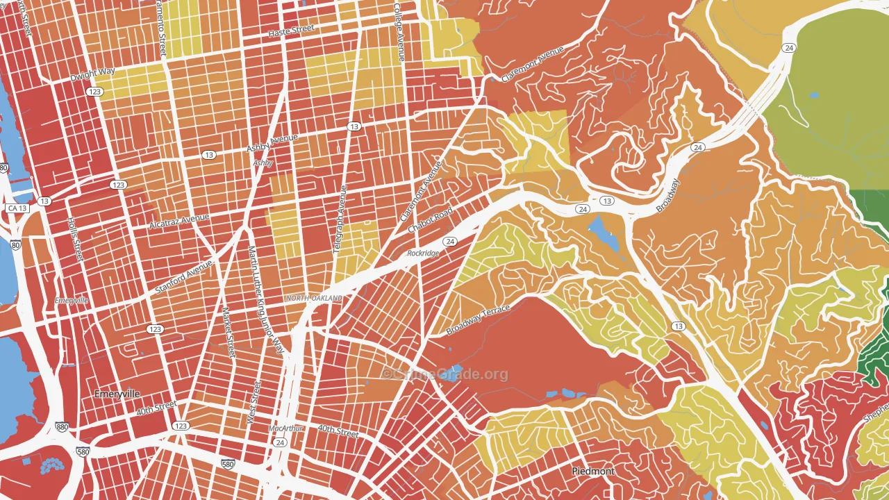 Rockridge, Oakland, CA Map of Burglary Rates