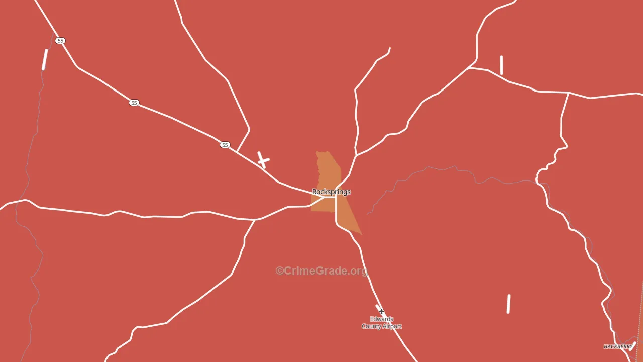 Rocksprings, TX Map of Burglary Rates
