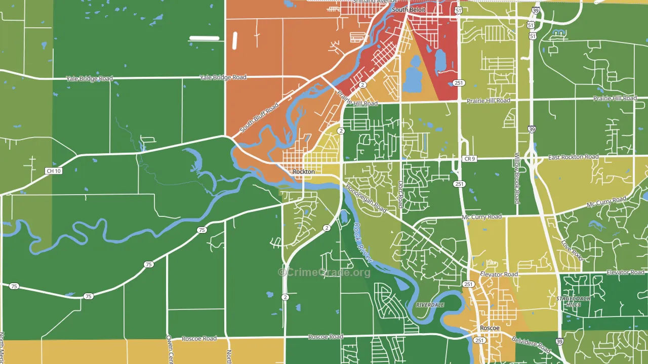 Rockton, IL Map of Burglary Rates