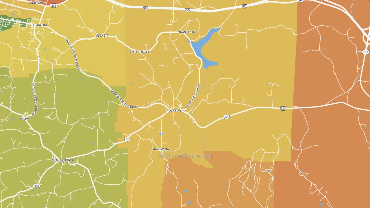 Rockton, PA Map of Burglary Rates