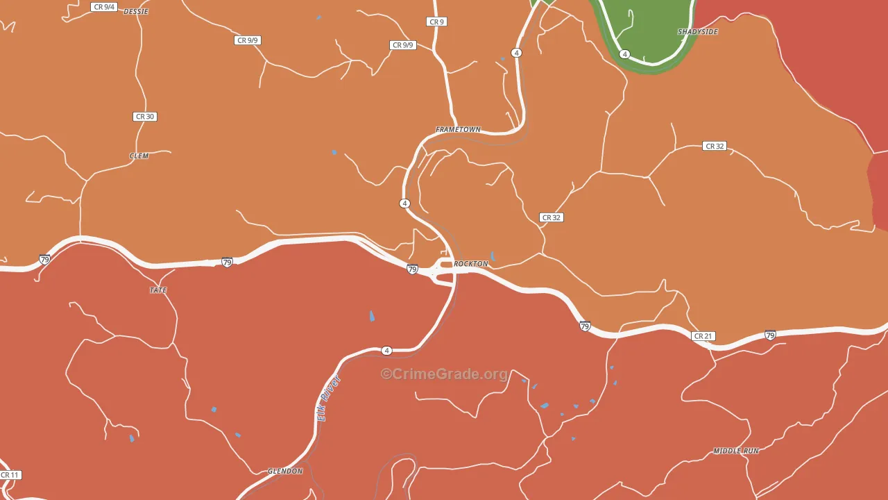 Rockton, WV Map of Burglary Rates