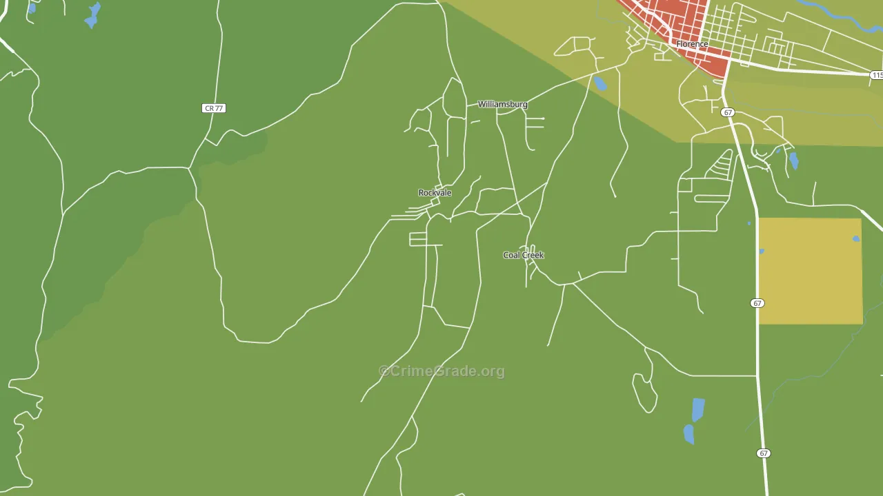 Rockvale, CO Map of Burglary Rates