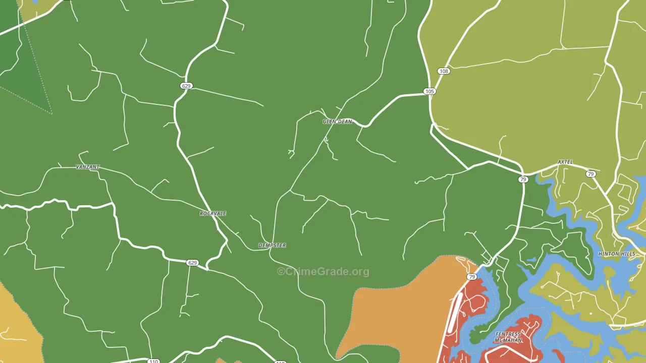 Rockvale, KY Map of Burglary Rates