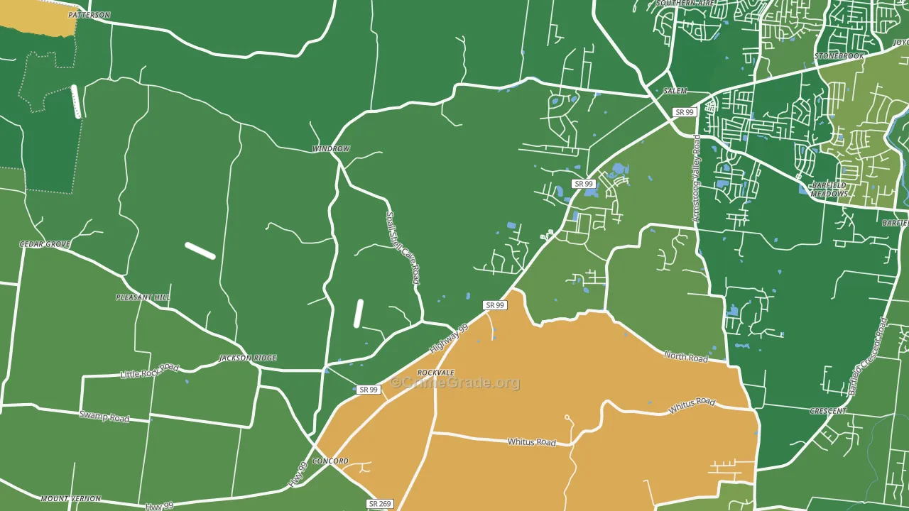 Rockvale, TN Map of Burglary Rates