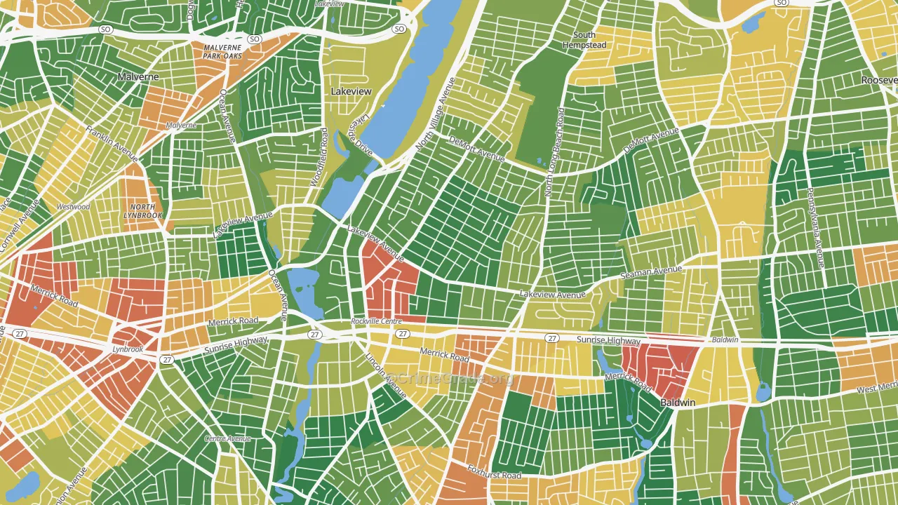 Rockville Centre, NY Map of Burglary Rates