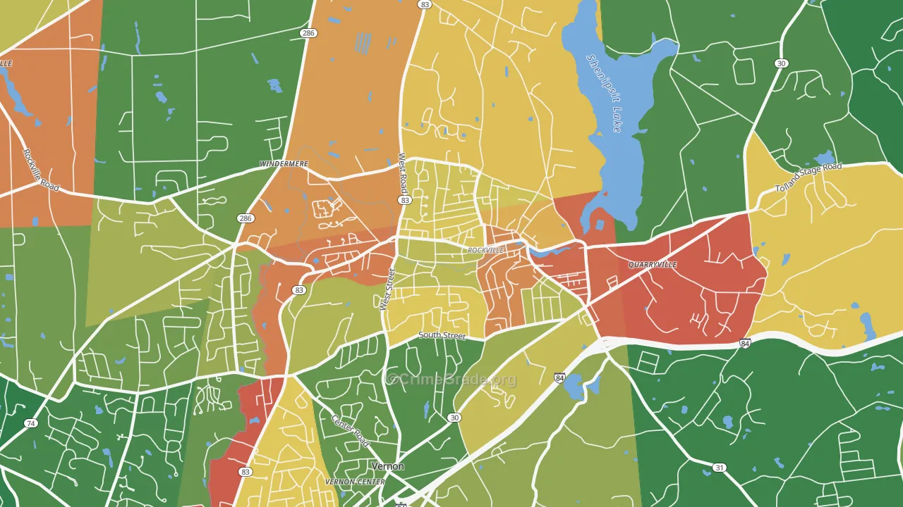 Rockville, CT Map of Burglary Rates