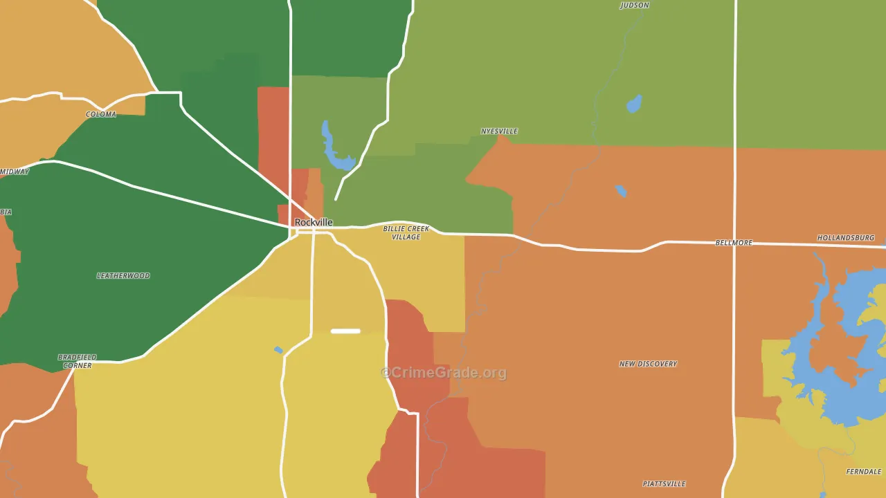 Rockville, IN Map of Burglary Rates