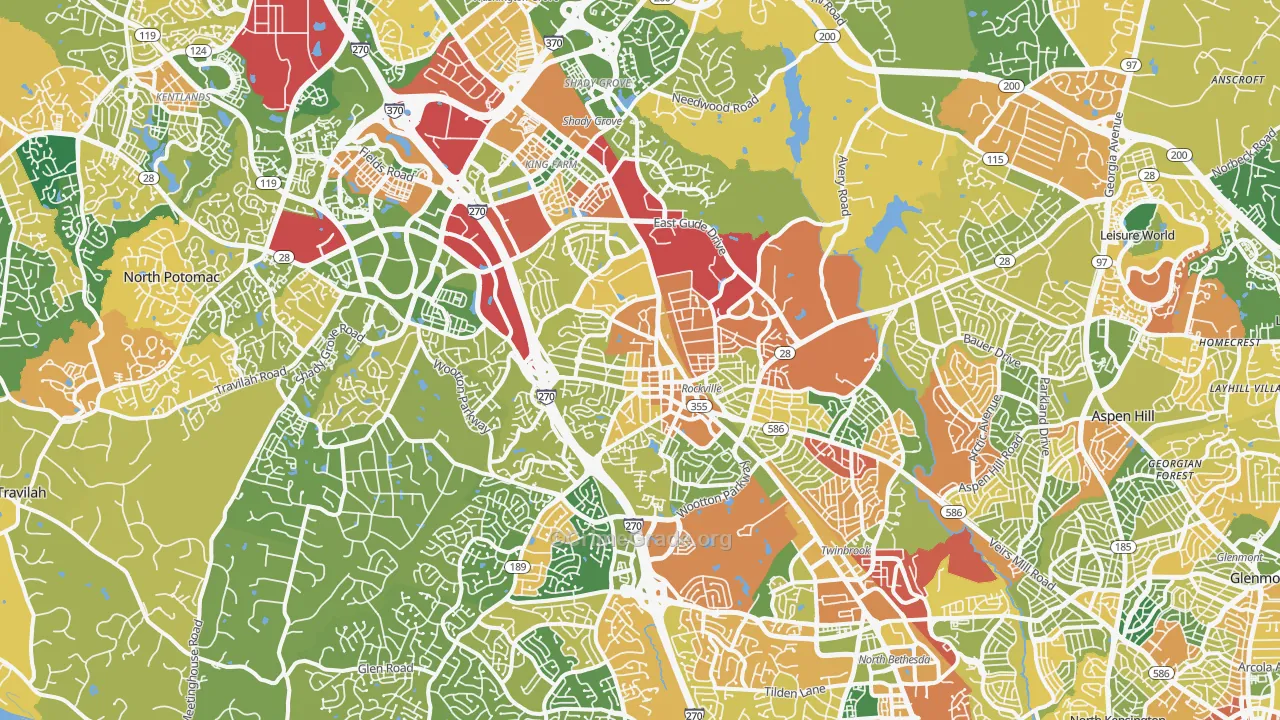 Rockville, MD Map of Burglary Rates
