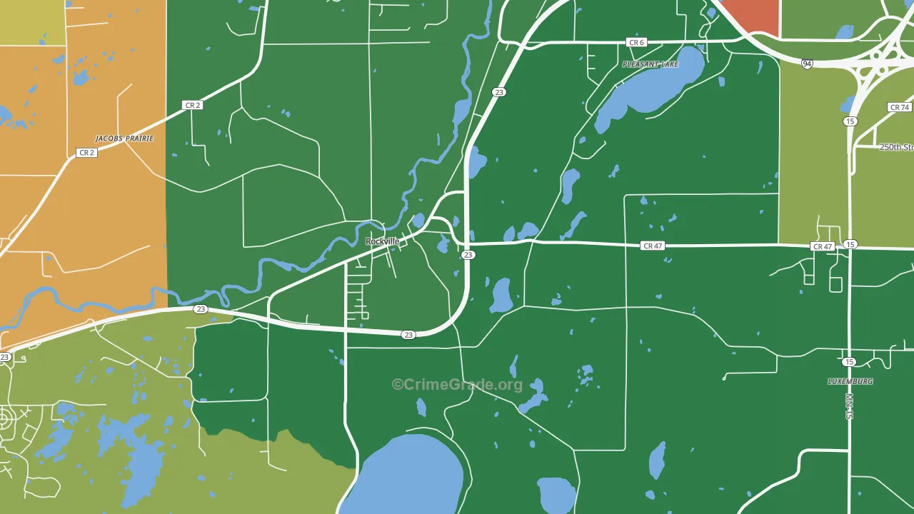 Rockville, MN Map of Burglary Rates