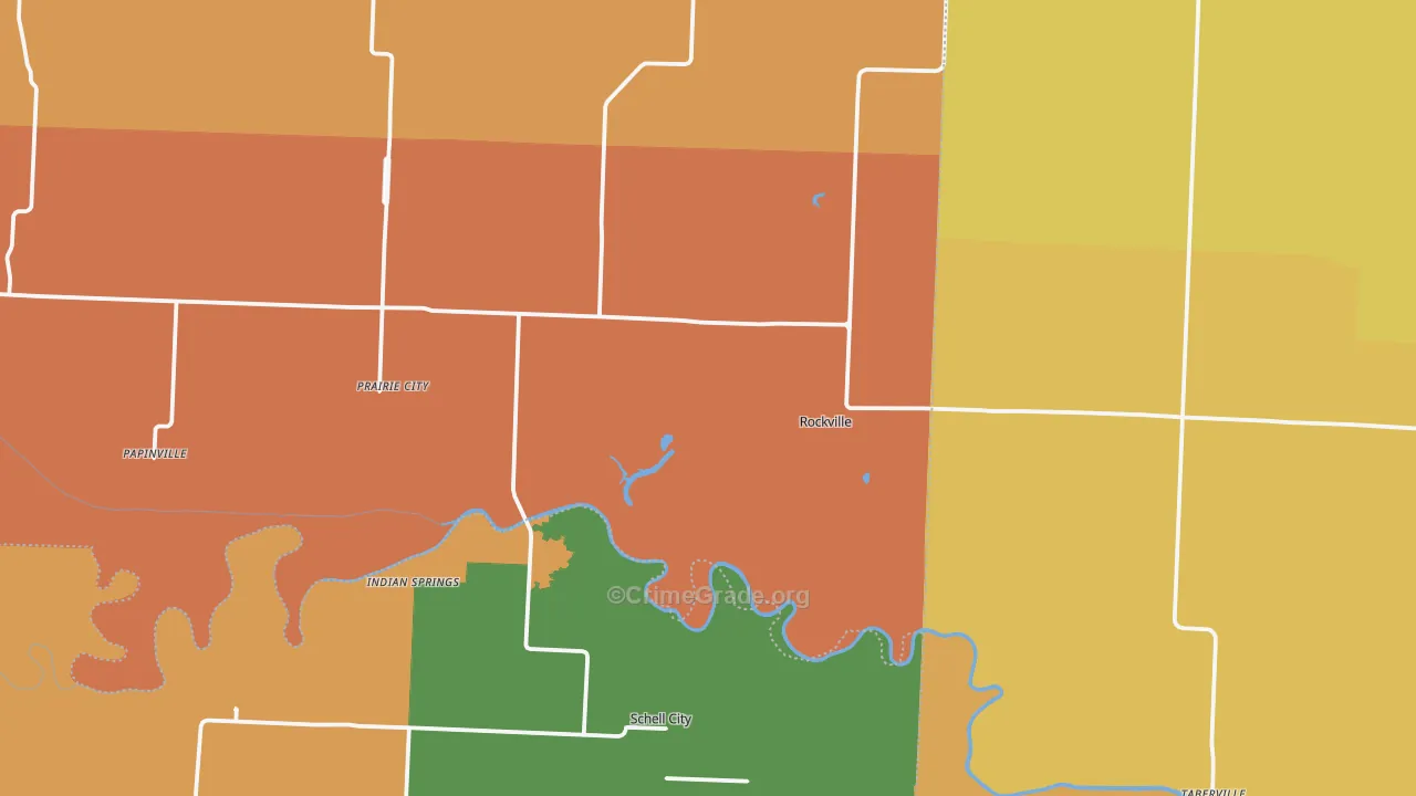Rockville, MO Map of Burglary Rates