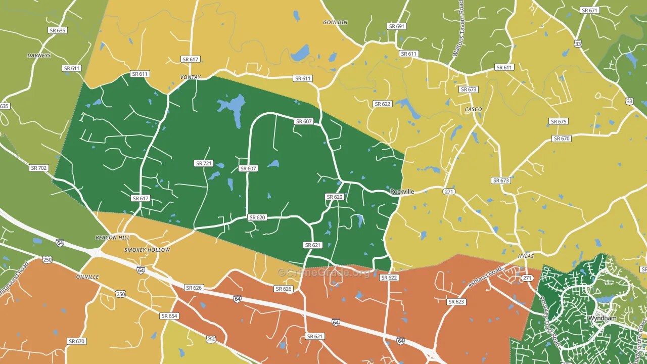 Rockville, VA Map of Burglary Rates