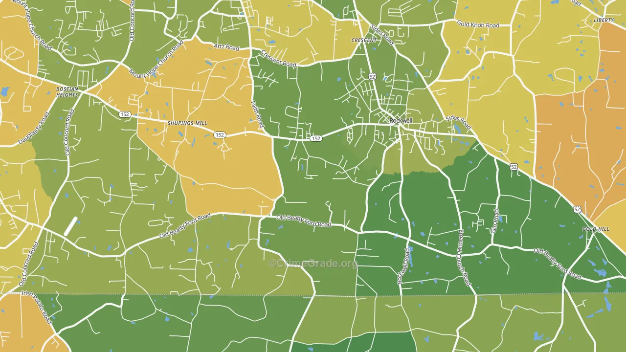 Rockwell, NC Map of Burglary Rates