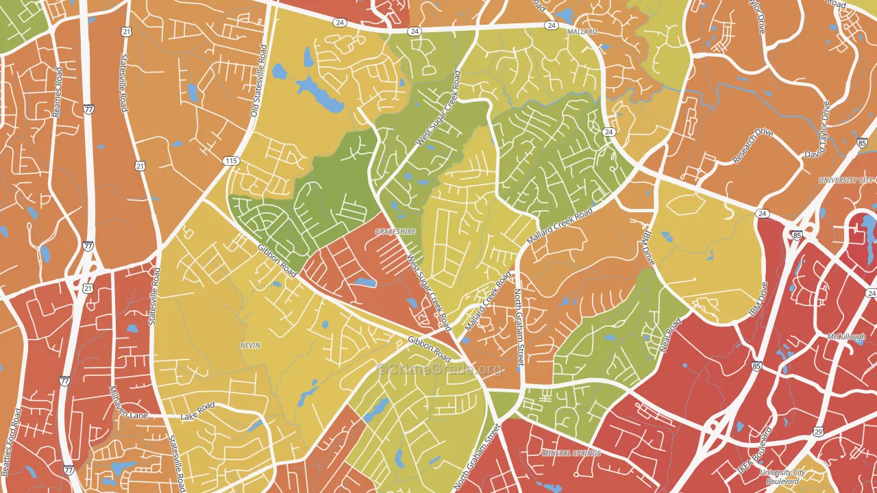 Rockwell Park-Hemphill Heights, Charlotte, NC Map of Burglary Rates