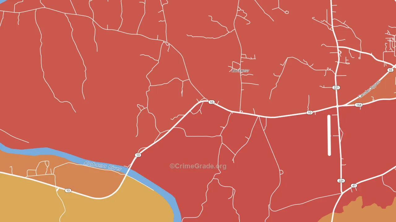 Rockwest, AL Map of Burglary Rates