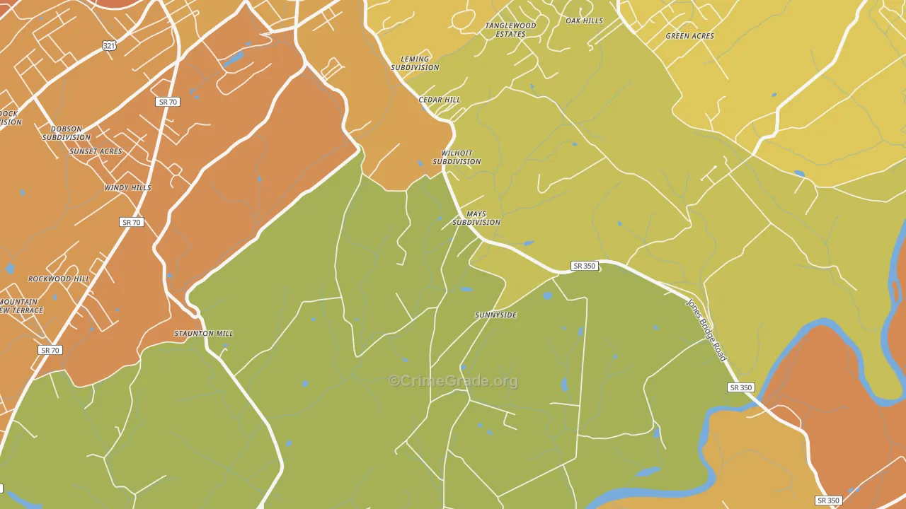 Rockwood Hill, TN Map of Burglary Rates