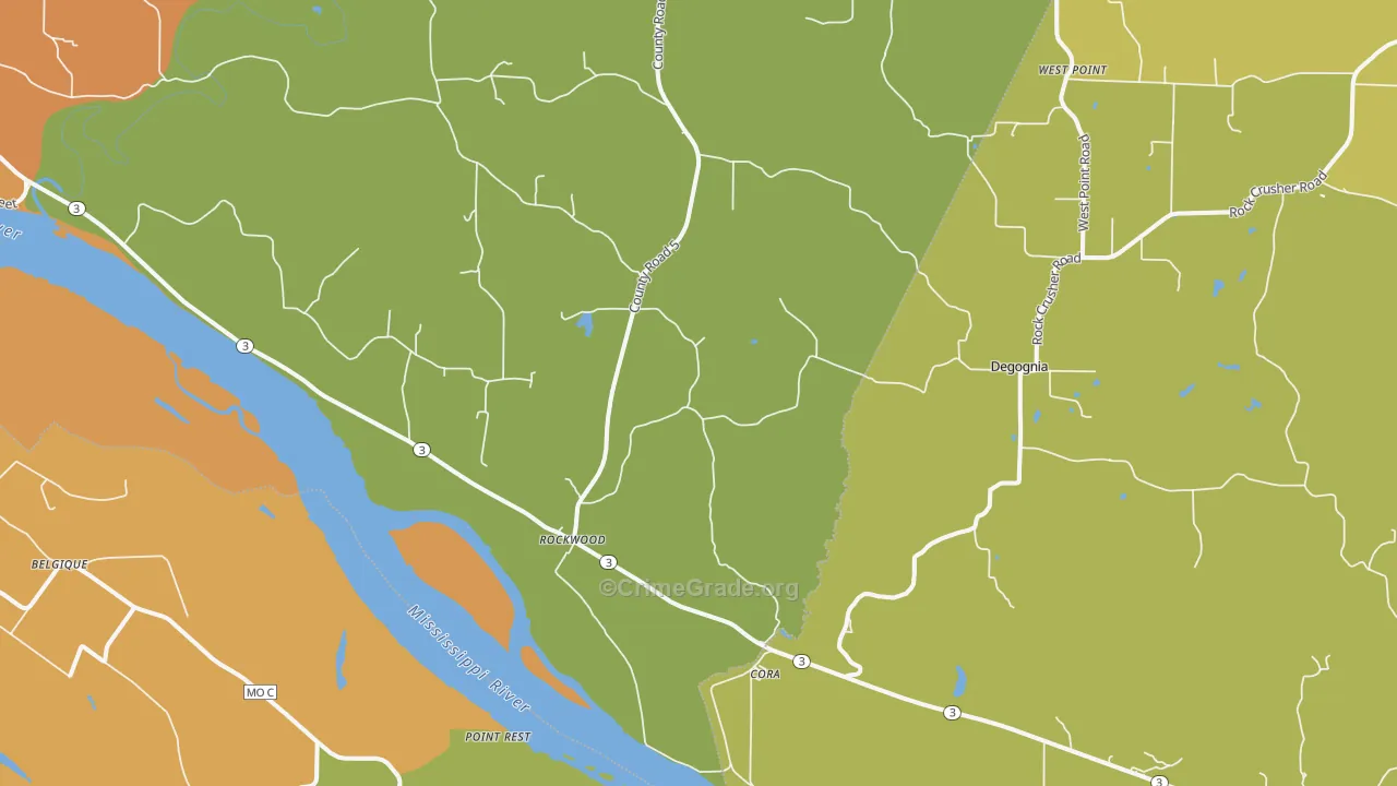 Rockwood, IL Map of Burglary Rates