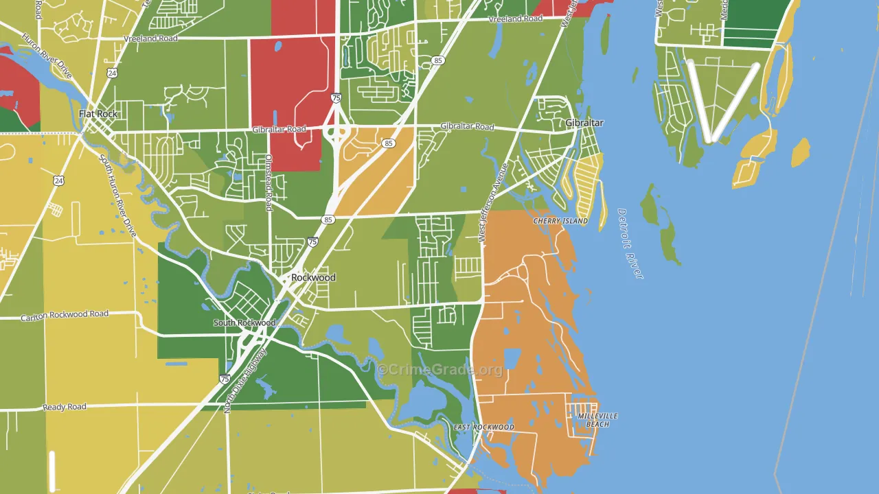 Rockwood, MI Map of Burglary Rates